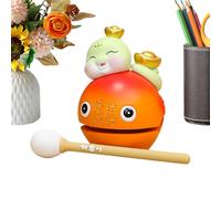 Mokugyo Fish Drum, Calming Percussion Instrument, Cute Wooden Fish Block, Smooth Tones 3.54x2.17x4.25 inches, Hand-Carved Design, Ideal for Desk Decoration, Meditation