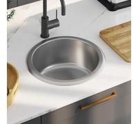 Mokuyard - Lavello da cucina con colino e sifone in acciaio inox, sotto piano di lavoro o sopra il piano di lavoro, lavello in acciaio inox, facile installazione, 42 x 16 cm