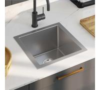 Mokuyard - Lavello da cucina, fatto a mano, in acciaio inox, sotto il piano di lavoro o sopra il piano di lavoro, lavello in acciaio inox, facile installazione, 40 x 40 x 20 cm