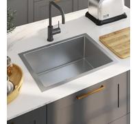 Mokuyard - Lavello da cucina, fatto a mano, in acciaio inox, sotto il piano di lavoro o sopra il piano di lavoro, lavello in acciaio inox, facile installazione, 59 x 44 x 20 cm