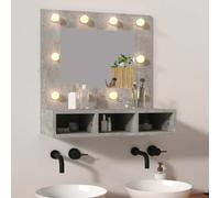 Mokuyary Armadio a specchio con LED, grigio cemento, 60 x 31,5 x 62 cm, armadio pensile, mobile da parete da bagno, armadio portaoggetti