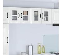 Mokuyary Armadio da cucina Kalmar 2 pezzi bianco lucido 60 x 31 x 40 cm pensili da cucina sospesi, armadi sospesi, stoviglie, modello 2 armadi da parete in vetro (2 ante)