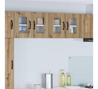 Mokuyary Armadio da cucina Kalmar 2 pezzi rovere Artisan, 60 x 31 x 40 cm, pensili da cucina sospesi, armadi sospesi, armadi, 2 armadi da parete in vetro (2 ante)