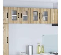 Mokuyary Armadio da cucina Kalmar 2 pezzi rovere Sonoma, 60 x 31 x 40 cm, pensili da cucina sospesi, armadietti sospesi, armadi, 2 armadi da parete in vetro (2 ante)