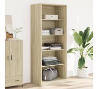 Mokuyary Armadio in rovere Sonoma, 80 x 50 x 200 cm, in legno, senza tempo, a più piani, con ripiani per camera da letto piccoli spazi