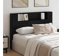 Mokuyary Armadio per testiera con LED, rovere nero, legno di ingegneria, testiera con ripiani per decorazione camera da letto, A1