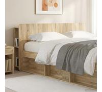 Mokuyary Armadio per testiera in legno di quercia Sonoma ingegnerizzato, testiera con ripiani per decorazione camera da letto-A2