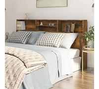 Mokuyary Armadio per testiera in rovere fumato, 200 x 19 x 103,5 cm, con testiera da letto, con scomparti per riporre oggetti, testiera da biblioteca, per camera da letto, hotel, dormitorio