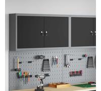 Mokuyary Armadio portautensili con scaffale, nero e grigio, 50 x 20 x 55 cm, per garage, officina A1