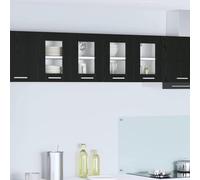 Mokuyary Armadio sospeso con porta, 2 pezzi, colore nero, effetto quercia, 60 x 31 x 40 cm, armadi da parete per il bagno, modello 2 x armadi in vetro sospesi (2 porte), larghezza 60 cm, altezza 40 cm