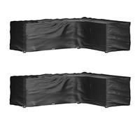 Mokuyary Copertura per mobili da giardino a forma di L, 2 pezzi, 18 occhielli, 285 x 220 x 80 cm, telo di copertura antivento, per tavolo da giardino, gruppo di sedie, mobili da terrazza, mobili in