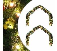 Mokuyary Ghirlanda natalizia con 600 LED, set da 2 pezzi, in PVC, per feste di Natale, per interni ed esterni, ghirlanda di Natale, ghirlanda di abete per camino