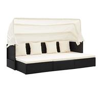 Mokuyary Isola da giardino con tetto in polyrattan nero, per giardino, balcone, terrazza, campeggio, spiaggia, piscina