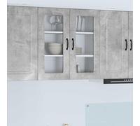 Mokuyary Kalmar - Armadio da cucina in calcestruzzo, 80 x 31 x 80 cm, in legno da appendere a parete, pensili sospesi, armadietti sospesi, stoviglie, modello, 1 armadio in vetro (2 ante)