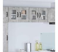Mokuyary Kalmar - Armadio da cucina sospeso, 2 pezzi, grigio cemento, 60 x 31 x 40 cm, pensili da cucina, armadi sospesi, 2 armadi da parete in vetro (2 porte)