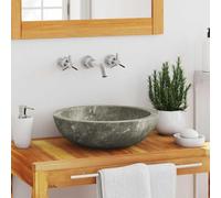 Mokuyary Lavabo Grigio Ø40x12 cm marmo Lavabo, Lavabo da Posare sopra il bancone per il bagno, WC per gli ospiti, Hotel, WC -A