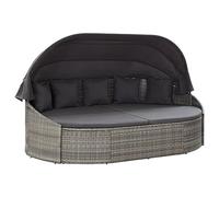 Mokuyary Lettino da giardino per esterni con tetto, grigio, versatile, multifunzione, per balconi e terrazzi