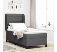 Mokuyary Letto a Molle con Materasso Grigio Scuro 90 x 190 cm Tessuto Letto Piattaforma con Supporto a Doghe Montaggio Facile per Camera da Letto, Adulti -D