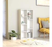 Mokuyary Libreria bianca 50 x 25 x 106 cm in legno di ingegneria, mobile portaoggetti con scomparti, armadio per libreria, per soggiorno, ufficio, camera da letto