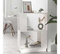 Mokuyary Libreria/divisore per stanza, bianco, 51 x 25 x 70 cm, in pino solido, mobile con scomparti, armadio per libri, per soggiorno, ufficio, camera da letto