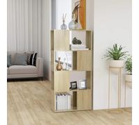 Mokuyary Libreria divisoria in rovere Sonoma, 60 x 24 x 124,5 cm, materiale in legno, libreria, scaffale, scaffale per ufficio, autoportante, mensola decorativa, per presentazione, moderna, per