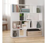 Mokuyary Libreria, divisorio, bianco, 105 x 24 x 102 cm, mobile portaoggetti con scomparti, armadio per libri per soggiorno, ufficio, camera da letto