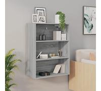 Mokuyary Libreria sospesa da parete, armadio da parete, comodino o mobile laterale autoportante con 3 ripiani aperti, grigio Sonoma, 69,5 x 32,5 x 90 cm