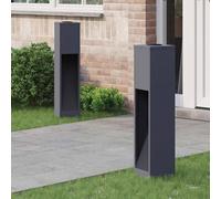 Mokuyary Luce di percorso LED solare 2 pezzi Antracite, Lampada da esterno per vialetto, cortile, aiuole, percorsi -B