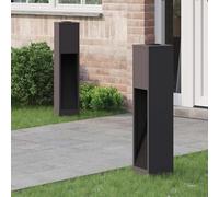 Mokuyary Luce di percorso LED solare 2 pezzi Nero Acciaio laminato a Freddo Lampada da esterno per Vialetto, Cortile, Aiuole, Percorsi -B