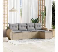 Mokuyary M322K288 - Divano da giardino con cuscino, in polyrattan, per balcone, terrazza, con tavolo