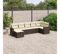 Mokuyary M326K509 - Divano da giardino con cuscino, colore: marrone, in polyrattan, per balcone, terrazza, senza spazio