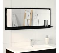 Mokuyary Mensola per specchio con scaffale, colore nero, effetto rovere, 90 x 10,5 x 37 cm, specchio da bagno con ripiano, moderno da bagno, per piccoli bagni in hotel, colore nero, effetto rovere