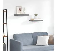 Mokuyary Mensole sospese, 2 pezzi, grigio lucido, 40 x 23 x 3,8 cm, in vetro MDF, trasparente, perfetta come ripiano per il bagno, diverse misure a scelta, grigio lucido