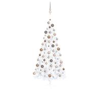 Mokuyary Mezzo albero di Natale con luci e palline, bianco 120 cm medio albero di Natale artificiale per stanza quadrata natalizia ornamento casa matrimonio terrazza decorazione camera bianco e