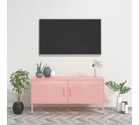 Mokuyary Mobile TV Console Mobili Console TV Unità di intrattenimento Console Media Tavolo Soggiorno Mobili Rosa 105x35x50 cm Acciaio