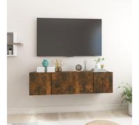 Mokuyary Mobili TV sospesi per unità TV per unità di intrattenimento a parete, console multimediale da appendere, set di mobili per soggiorno 2 pezzi rovere fumé 60 x 30 x 30 cm