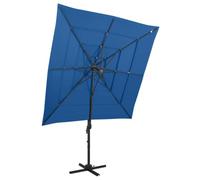Mokuyary Ombrellone da giardino a 4 livelli con palo in alluminio blu azzurro A