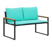 Mokuyary Panca con Cuscino Nero e Turchese 115x65x72 cm Rattan Patio
