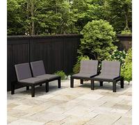 Mokuyary Panchina da giardino con cuscino, 2 pezzi, in plastica, grigio, per giardino, terrazza, balcone