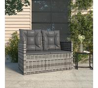 Mokuyary Panchina da giardino con cuscino, grigio, 105 cm, in rattan sintetico, resistente agli agenti atmosferici, per giardino, giardino, giardino, giardino, giardino