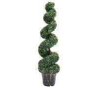 Mokuyary Pianta di bosso artificiale a spirale con vaso verde 117 cm, artificiale finta pianta per soggiorno, bagno, camera da letto, balcone, pavimento, portico decorativo