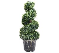 Mokuyary Pianta di bosso artificiale a spirale con vaso verde, 89 cm, artificiale finta pianta per soggiorno, bagno, camera da letto, balcone, pavimento, portico decorativo