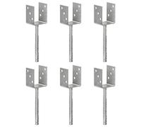 Mokuyary Picchetti per recinzioni, 6 pezzi, argento, 8 x 6 x 30 cm, in acciaio zincato, per recinzioni da giardino, pannelli a traliccio, archi