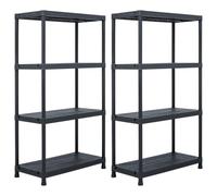 Mokuyary Ripiani portaoggetti 2 pezzi, nero, 60 x 30 x 138 cm, in plastica, scaffale di carico pesante, stoccaggio scaffalature per cucina, soggiorno, garage, officina