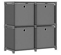Mokuyary Scaffale a 4 cubi con scatole grigie, 69 x 30 x 72,5 cm, in tessuto, libreria con scomparti, armadio per libri per soggiorno, ufficio, camera da letto