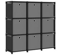 Mokuyary Scaffale a 9 cubi con scatole nero, 103 x 30 x 107,5 cm, in tessuto, libreria con scomparti, armadio per libri per soggiorno, ufficio, camera da letto