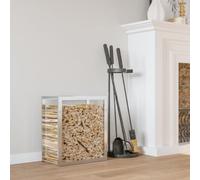 Mokuyary Scaffale per legna da ardere, 50 x 28 x 56 cm, in acciaio inox, per legna da ardere, per legna da ardere