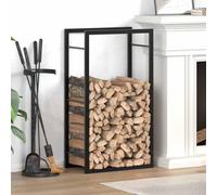 Mokuyary Scaffale per legna da ardere, colore nero opaco, 50 x 28 x 94 cm, per interni ed esterni, per legna da ardere
