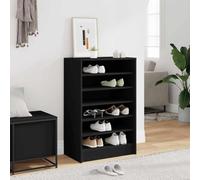 Mokuyary Scarpiera nera 60 x 35 x 92 cm, in legno con ripiani e 2 ante, scarpiera per ingresso, corridoio, soggiorno B