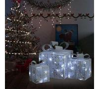 Mokuyary Scatola regalo decorativa natalizia 3 pezzi bianca esterna/interna scatole decorative natalizie con luce bianca calda, illuminazione per avventobianco